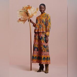 Farm Rio Yellow Mica Maxi Skirt
